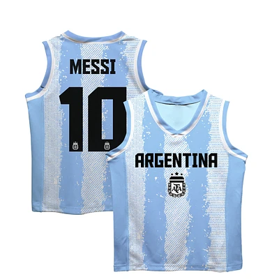 Toddler Vive La Fete Lionel Messi Light Blue Argentina National Team Painted Stripes Basketball Jersey