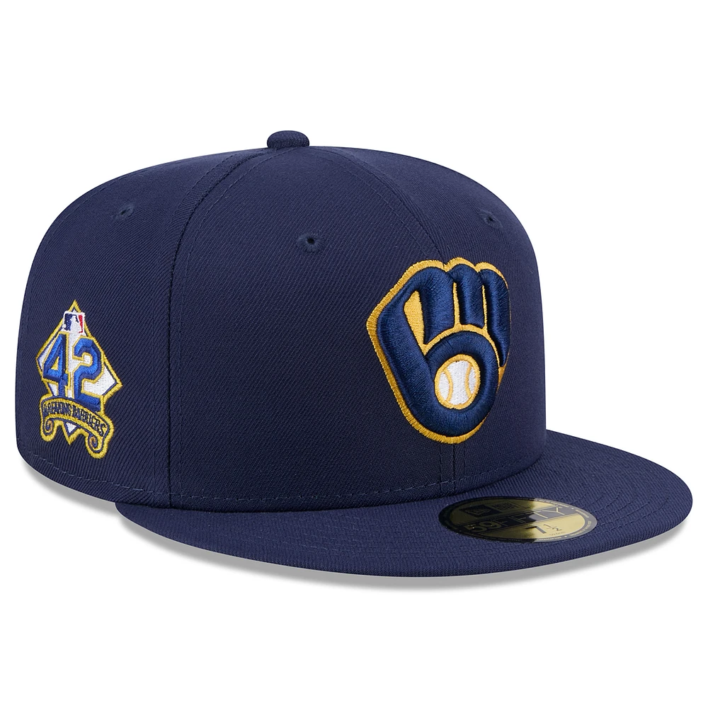 Men's New Era Navy Milwaukee Brewers 2025 Jackie Robinson Day 59FIFTY Fitted Hat