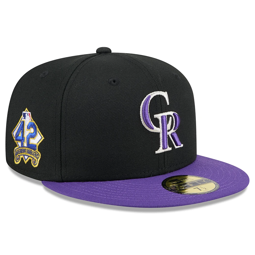 Men's New Era Black Colorado Rockies 2025 Jackie Robinson Day 59FIFTY Fitted Hat