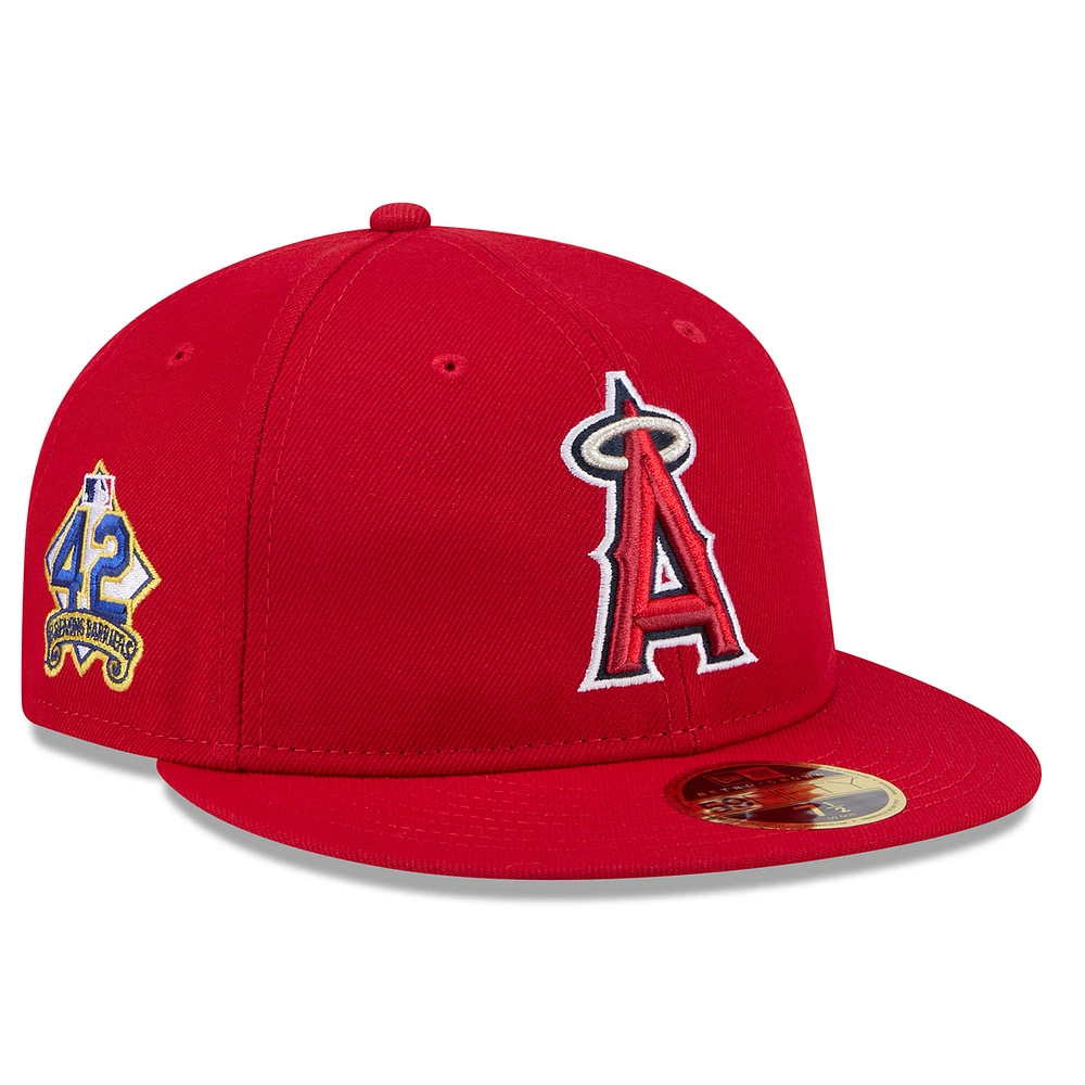 Men's New Era Red Los Angeles Angels 2025 Jackie Robinson Day Retro Crown 59FIFTY Unstructured Fitted Hat
