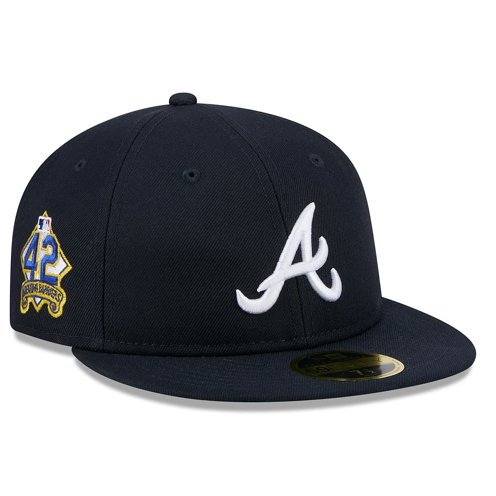 Men's New Era Navy Atlanta Braves 2025 Jackie Robinson Day Retro Crown 59FIFTY Unstructured Fitted Hat