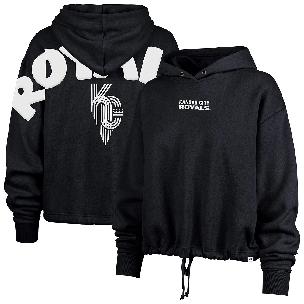 Women's '47 Navy Kansas City Royals Connect Venice Cropped Pullover Hoodie