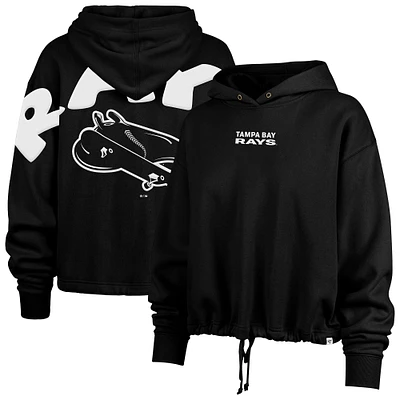Women's '47 Black Tampa Bay Rays City Connect Venice Cropped Pullover Hoodie