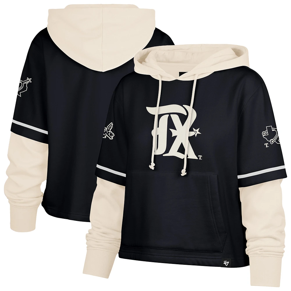 Women's '47 Navy Texas Rangers City Connect Shortstop Cropped Pullover Hoodie