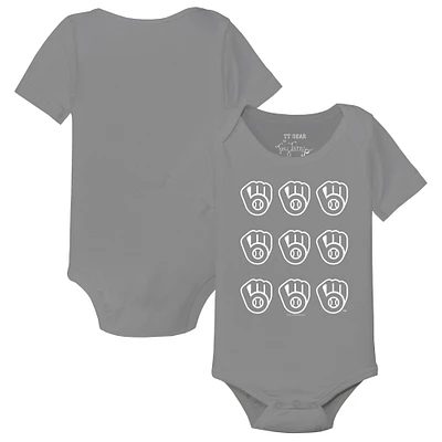 Infant Tiny Turnip Gray Milwaukee Brewers Logo Grid Bodysuit