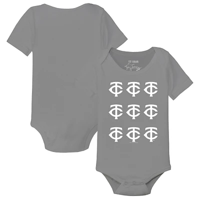 Infant Tiny Turnip Gray Minnesota Twins Logo Grid Bodysuit