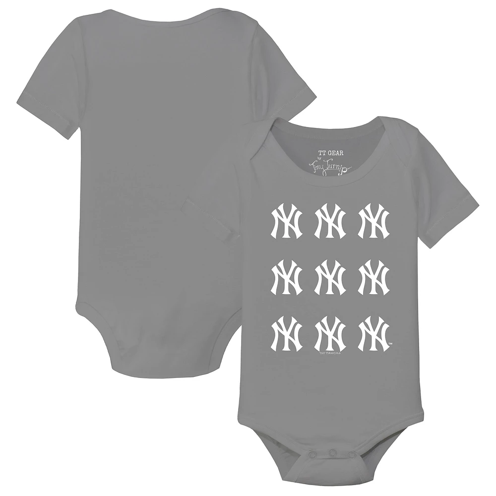 Infant Tiny Turnip Gray New York Yankees Logo Grid Bodysuit