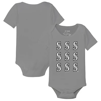 Infant Tiny Turnip Gray Seattle Mariners Logo Grid Bodysuit