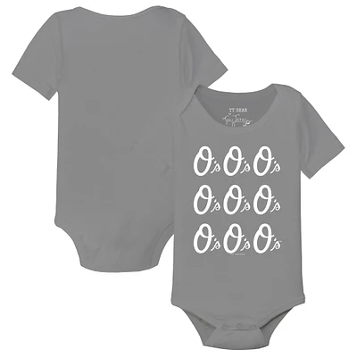 Infant Tiny Turnip Gray Baltimore Orioles Logo Grid Bodysuit