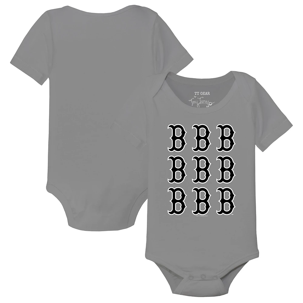 Infant Tiny Turnip Gray Boston Red Sox Logo Grid Bodysuit