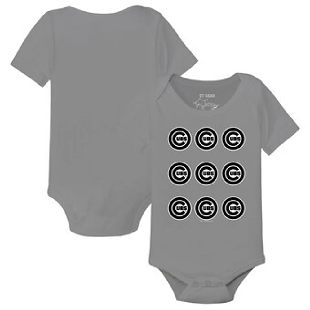 Infant Tiny Turnip Gray Chicago Cubs Logo Grid Bodysuit