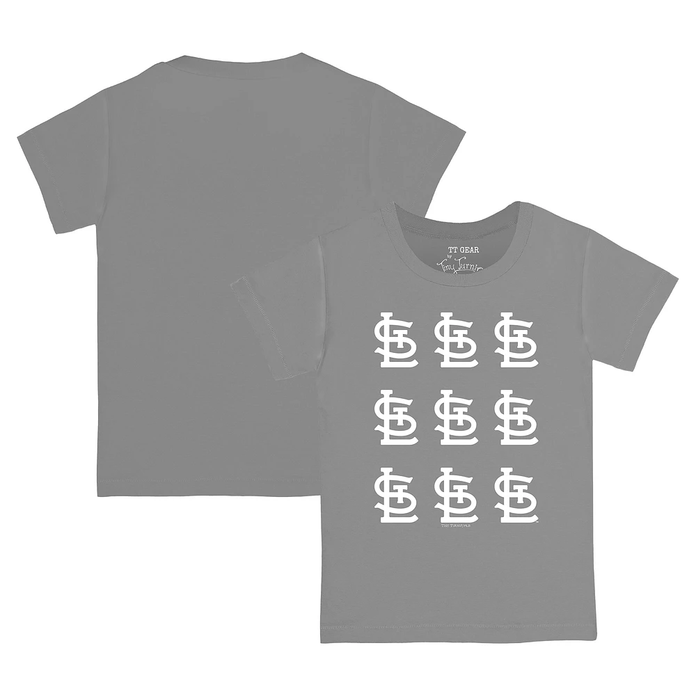 Infant Tiny Turnip Gray St. Louis Cardinals Logo Grid T-shirt