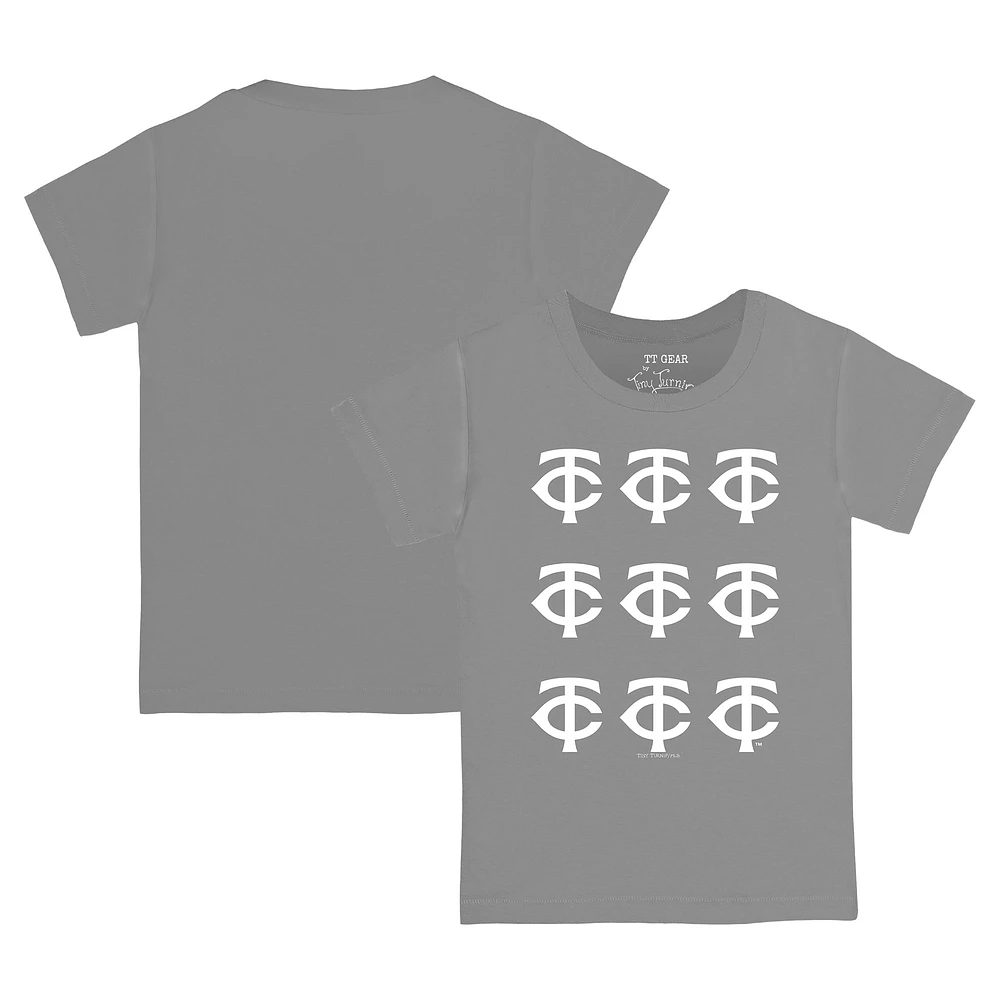 Infant Tiny Turnip Gray Minnesota Twins Logo Grid T-shirt