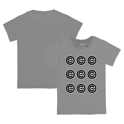 Infant Tiny Turnip Gray Chicago Cubs Logo Grid T-shirt