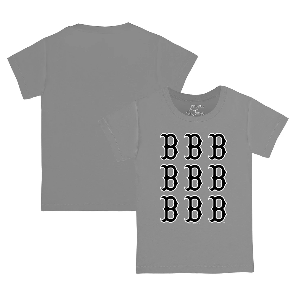 Infant Tiny Turnip Gray Boston Red Sox Logo Grid T-shirt