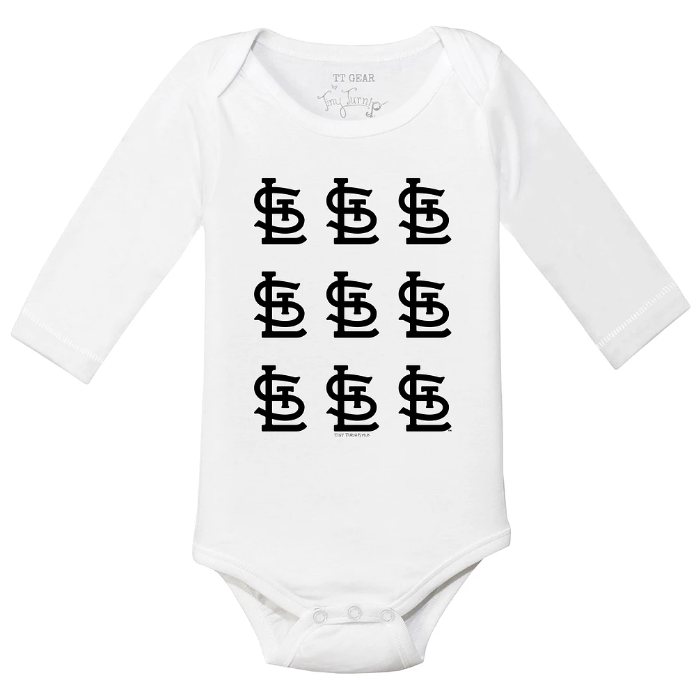 Infant Tiny Turnip White St. Louis Cardinals Logo Grid Long Sleeve Bodysuit