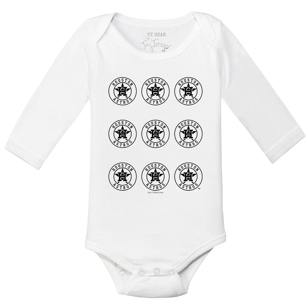 Infant Tiny Turnip White Houston Astros Logo Grid Long Sleeve Bodysuit