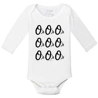 Infant Tiny Turnip White Baltimore Orioles Logo Grid Long Sleeve Bodysuit