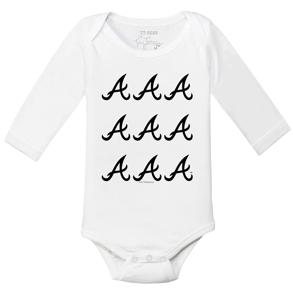 Infant Tiny Turnip White Atlanta Braves Logo Grid Long Sleeve Bodysuit
