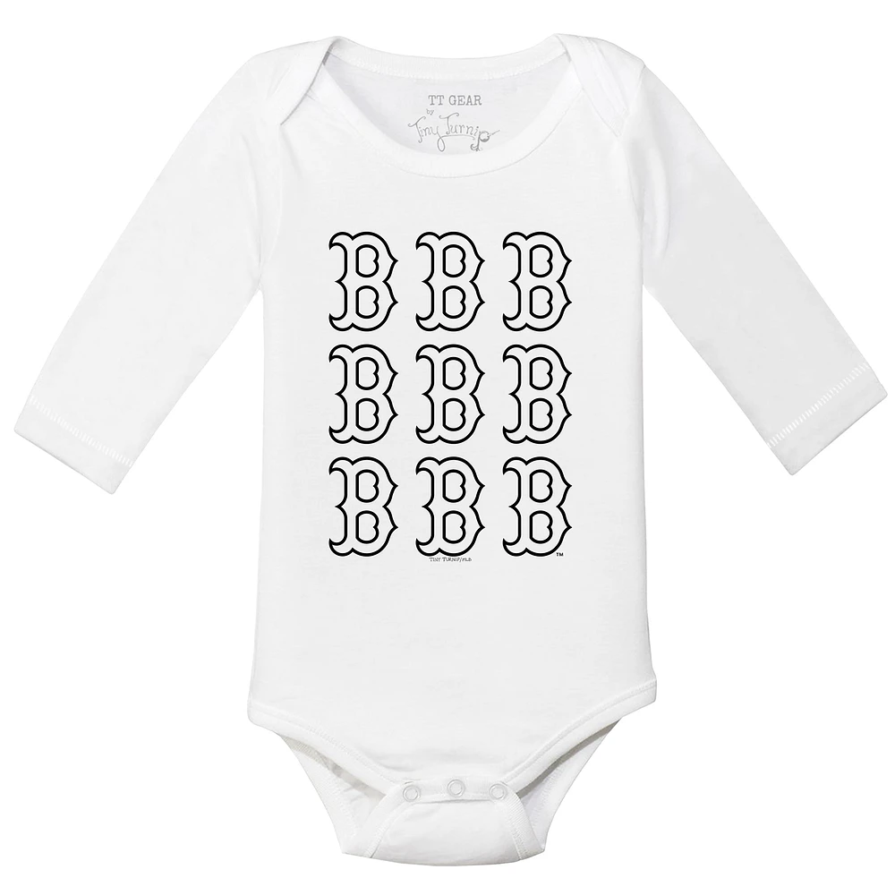 Infant Tiny Turnip White Boston Red Sox Logo Grid Long Sleeve Bodysuit