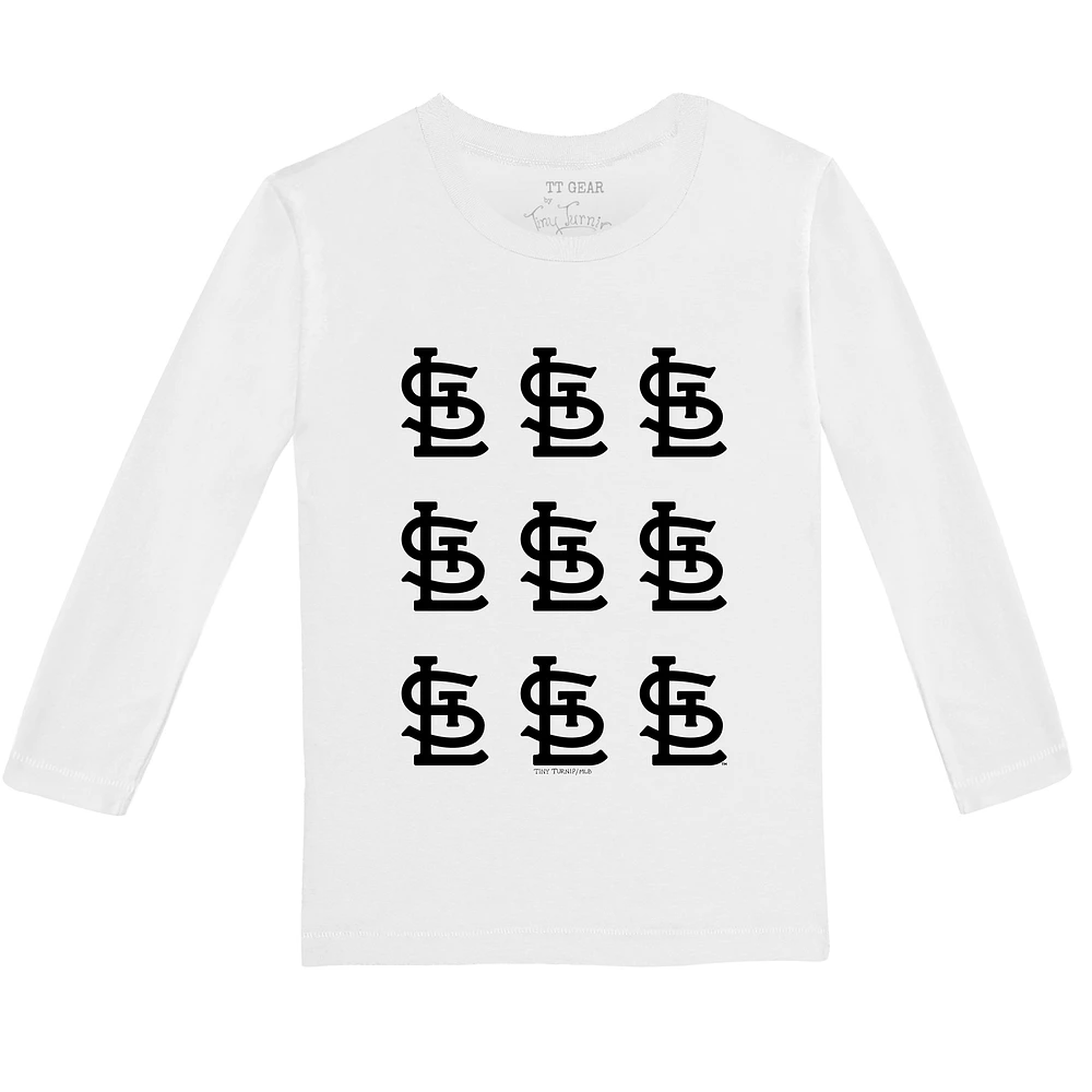 Infant Tiny Turnip White St. Louis Cardinals Logo Grid Long Sleeve T-Shirt