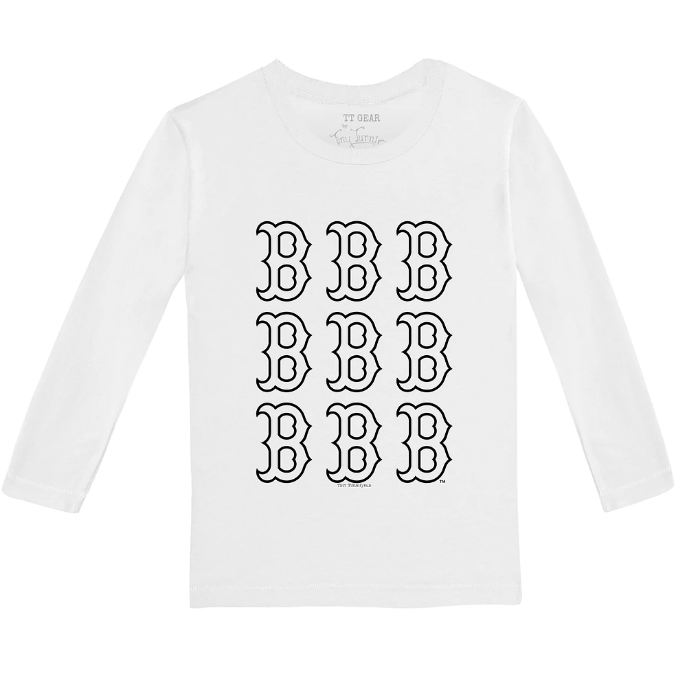 Infant Tiny Turnip White Boston Red Sox Logo Grid Long Sleeve T-Shirt