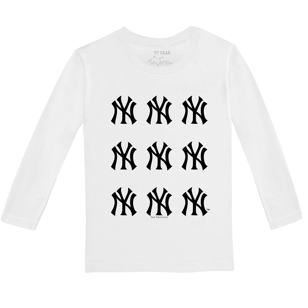Infant Tiny Turnip White New York Yankees Logo Grid Long Sleeve T-Shirt