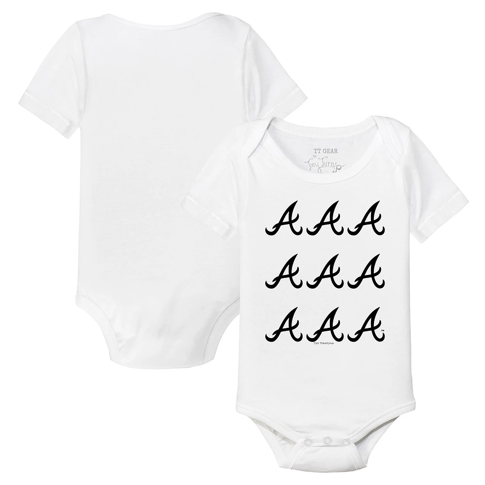 Infant Tiny Turnip White Atlanta Braves Logo Grid Bodysuit