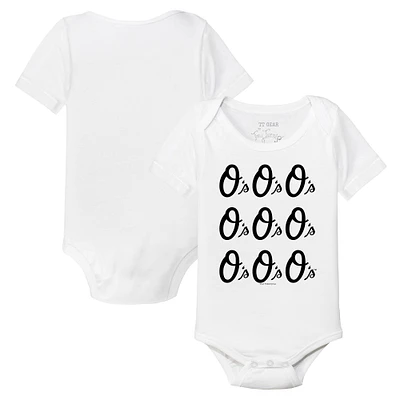 Infant Tiny Turnip White Baltimore Orioles Logo Grid Bodysuit