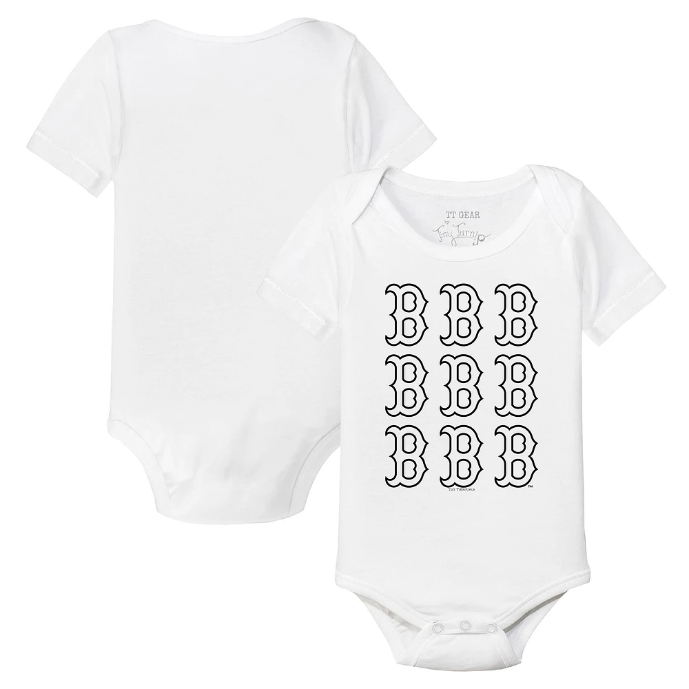 Infant Tiny Turnip White Boston Red Sox Logo Grid Bodysuit