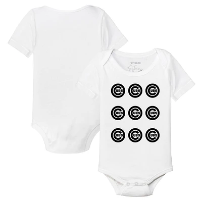 Infant Tiny Turnip White Chicago Cubs Logo Grid Bodysuit