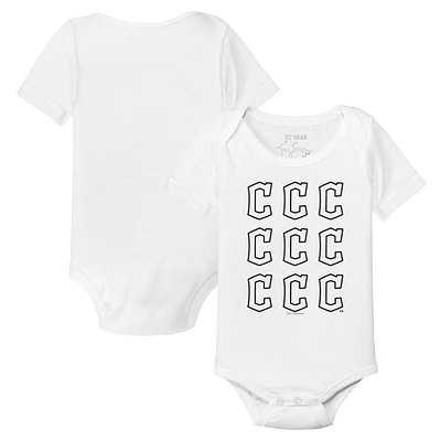 Infant Tiny Turnip White Cleveland Guardians Logo Grid Bodysuit