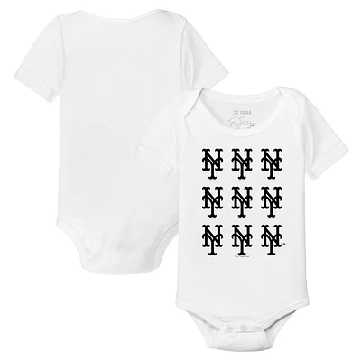 Infant Tiny Turnip White New York Mets Logo Grid Bodysuit