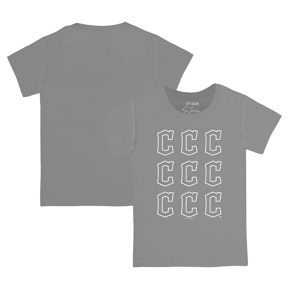 Toddler Tiny Turnip Gray Cleveland Guardians Logo Grid T-Shirt
