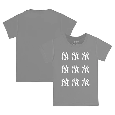 Toddler Tiny Turnip Gray New York Yankees Logo Grid T-Shirt