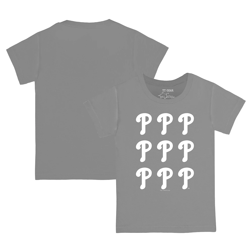 Toddler Tiny Turnip Gray Philadelphia Phillies Logo Grid T-Shirt