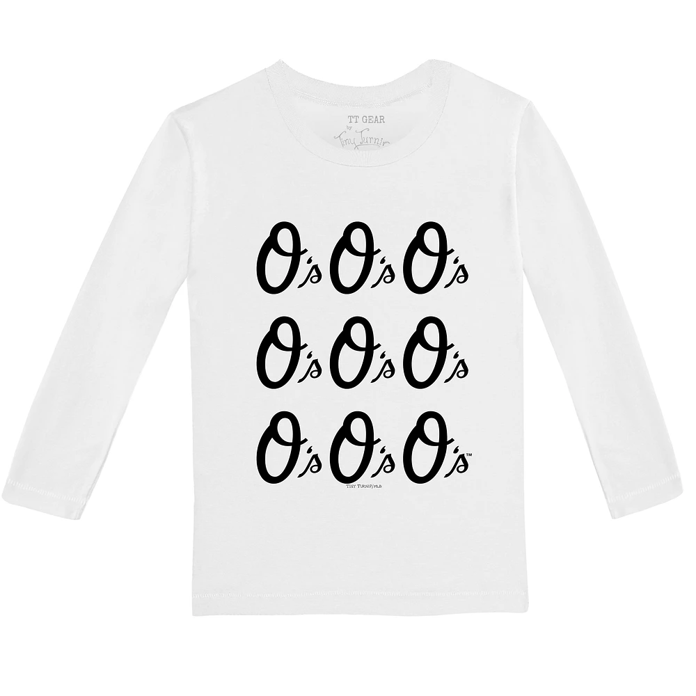 Toddler Tiny Turnip White Baltimore Orioles Logo Grid Long Sleeve T-Shirt