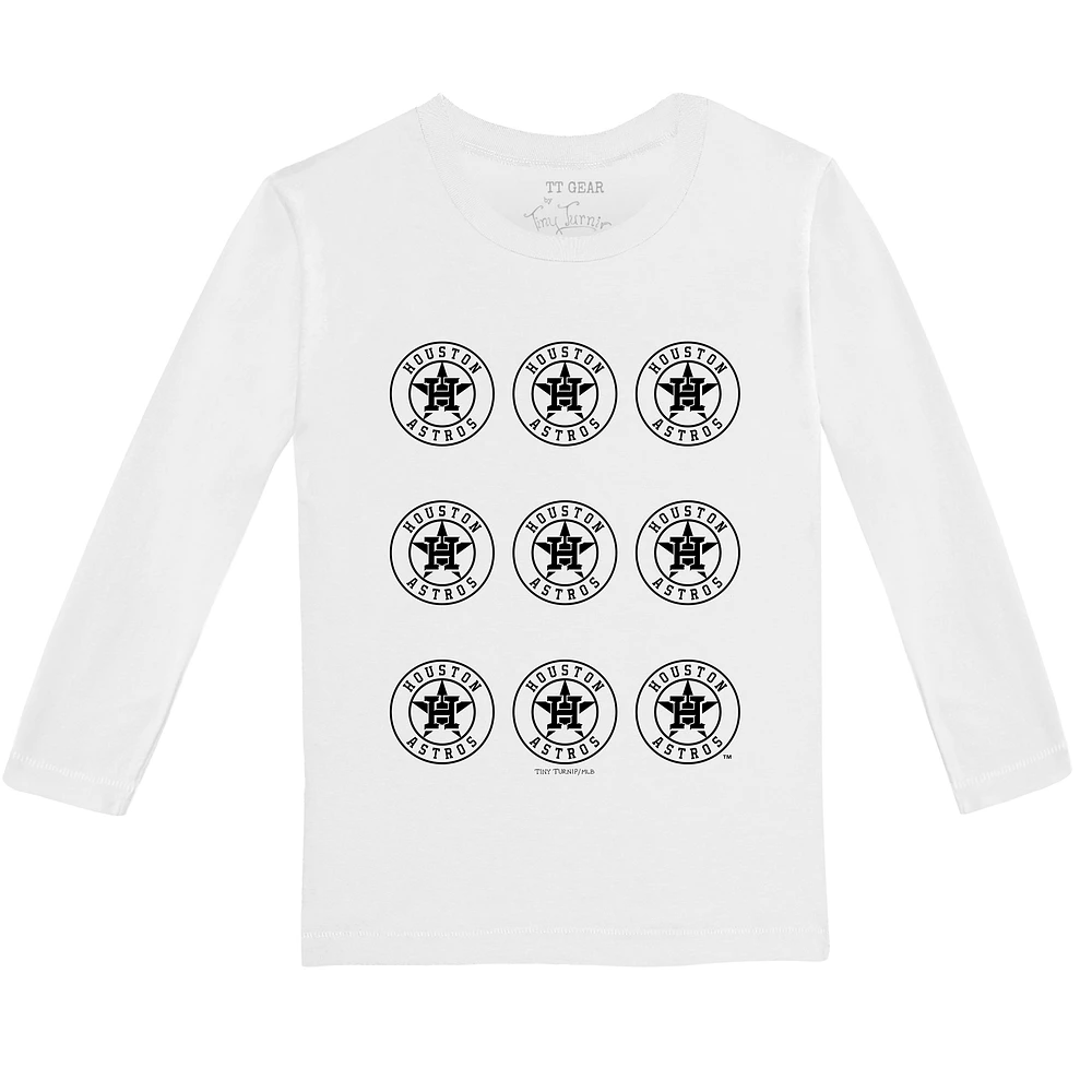 Toddler Tiny Turnip White Houston Astros Logo Grid Long Sleeve T-Shirt