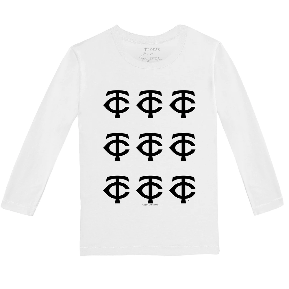 Toddler Tiny Turnip White Minnesota Twins Logo Grid Long Sleeve T-Shirt