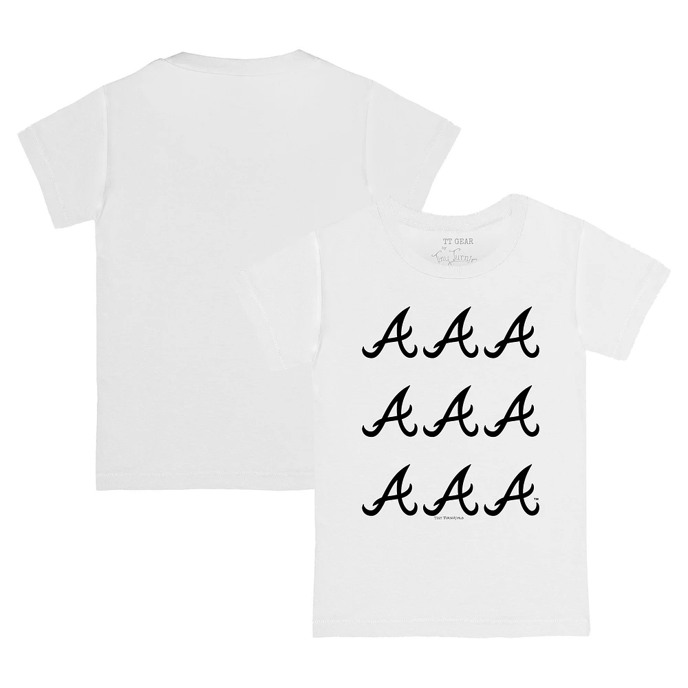 Girls Toddler Tiny Turnip White Atlanta Braves Logo Grid T-Shirt