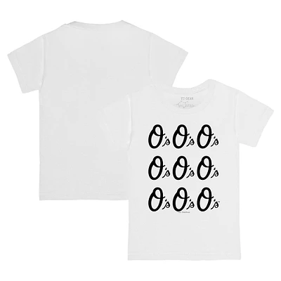 Girls Toddler Tiny Turnip White Baltimore Orioles Logo Grid T-Shirt