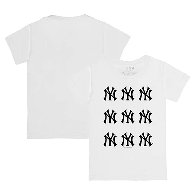 Girls Toddler Tiny Turnip White New York Yankees Logo Grid T-Shirt
