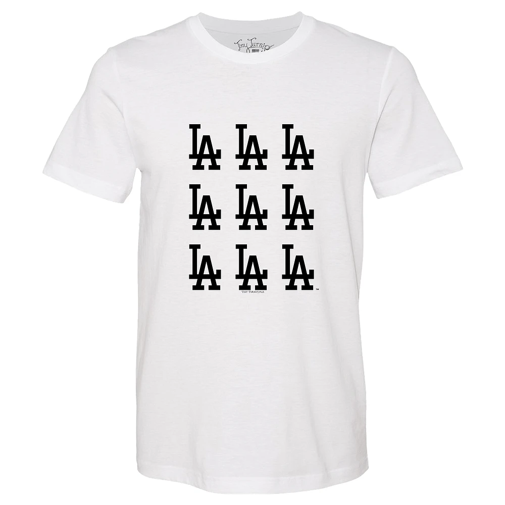 Women's Tiny Turnip White Los Angeles Dodgers Logo Grid T-Shirt