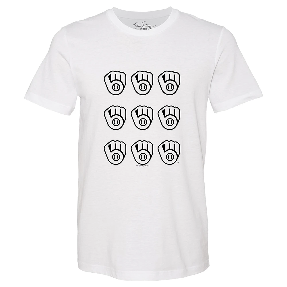 Women's Tiny Turnip White Milwaukee Brewers Logo Grid T-Shirt