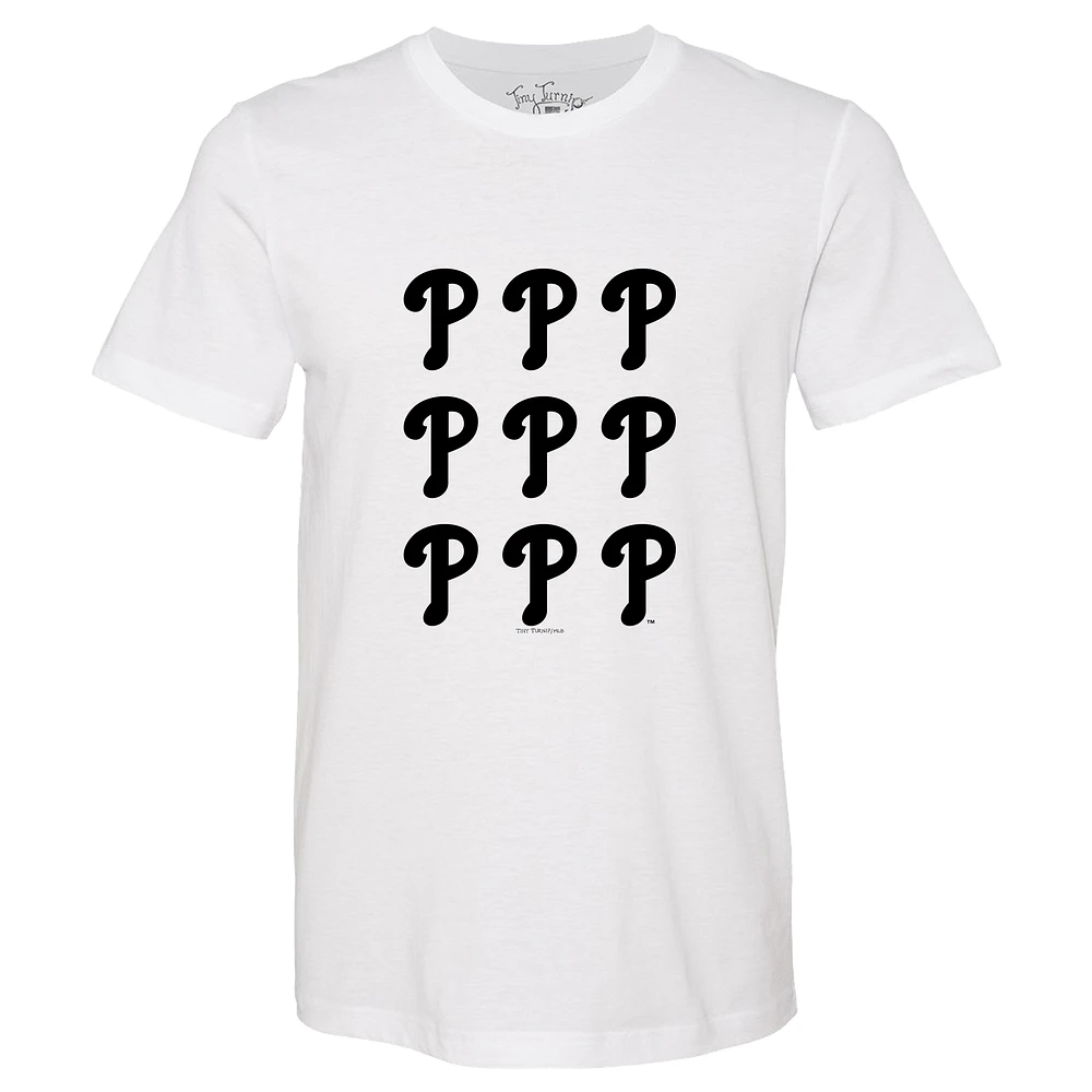 Women's Tiny Turnip White Philadelphia Phillies Logo Grid T-Shirt