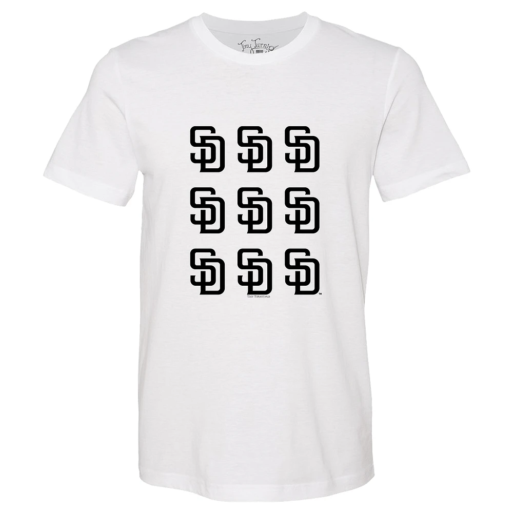Women's Tiny Turnip White San Diego Padres Logo Grid T-Shirt