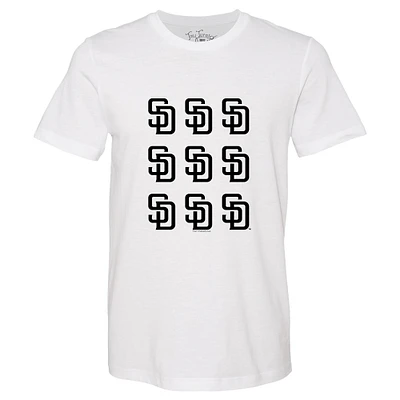Women's Tiny Turnip White San Diego Padres Logo Grid T-Shirt