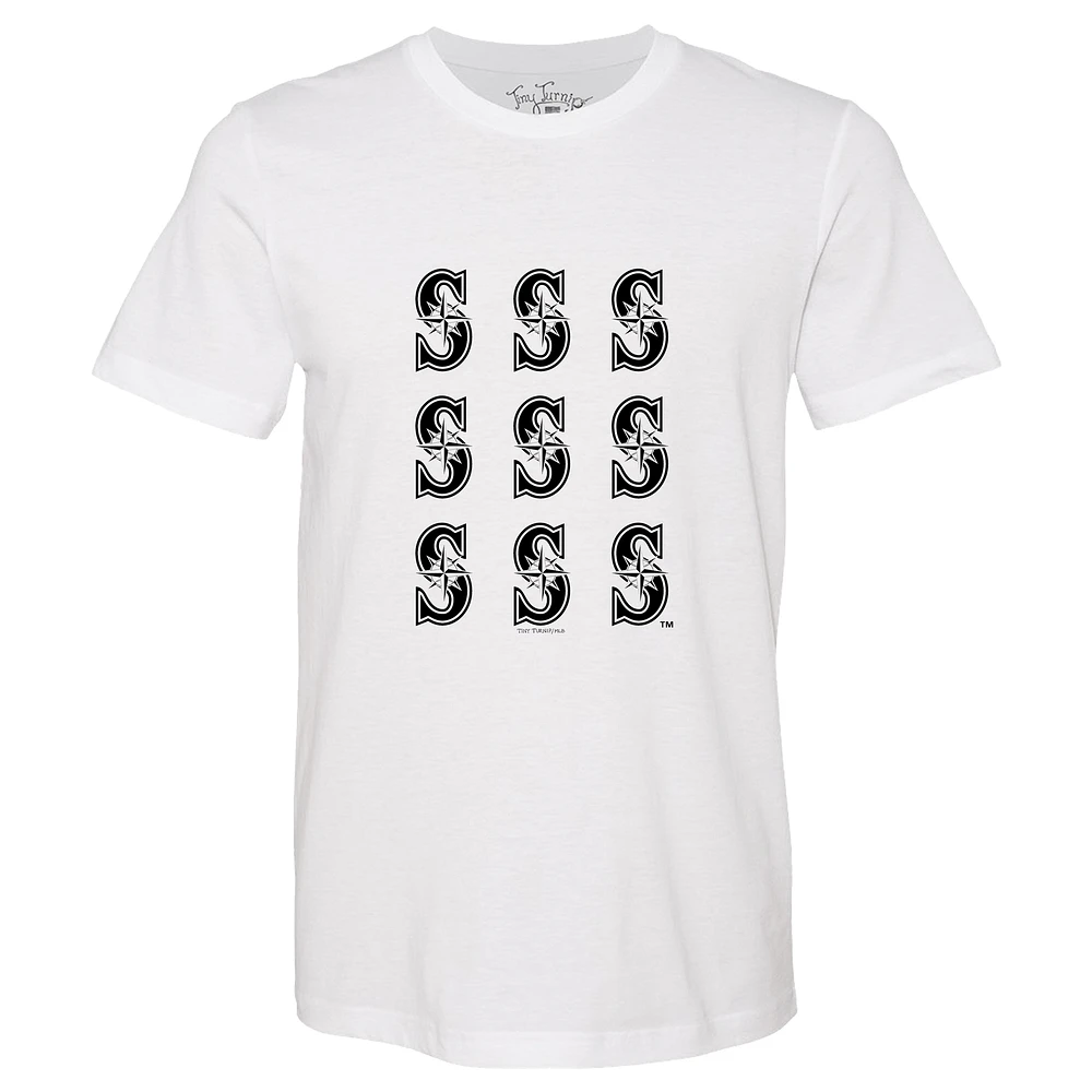 Women's Tiny Turnip White Seattle Mariners Logo Grid T-Shirt