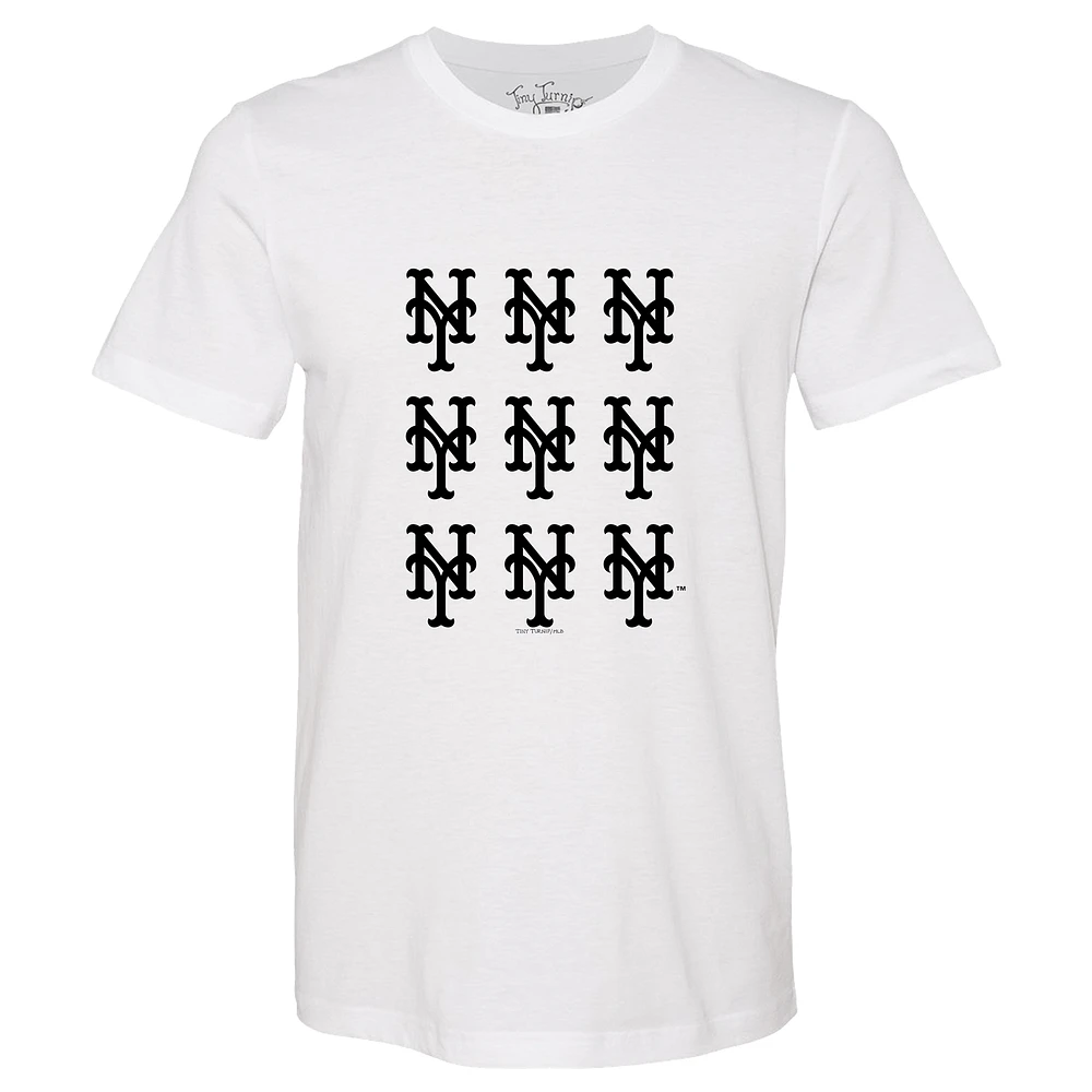 Women's Tiny Turnip White New York Mets Logo Grid T-Shirt