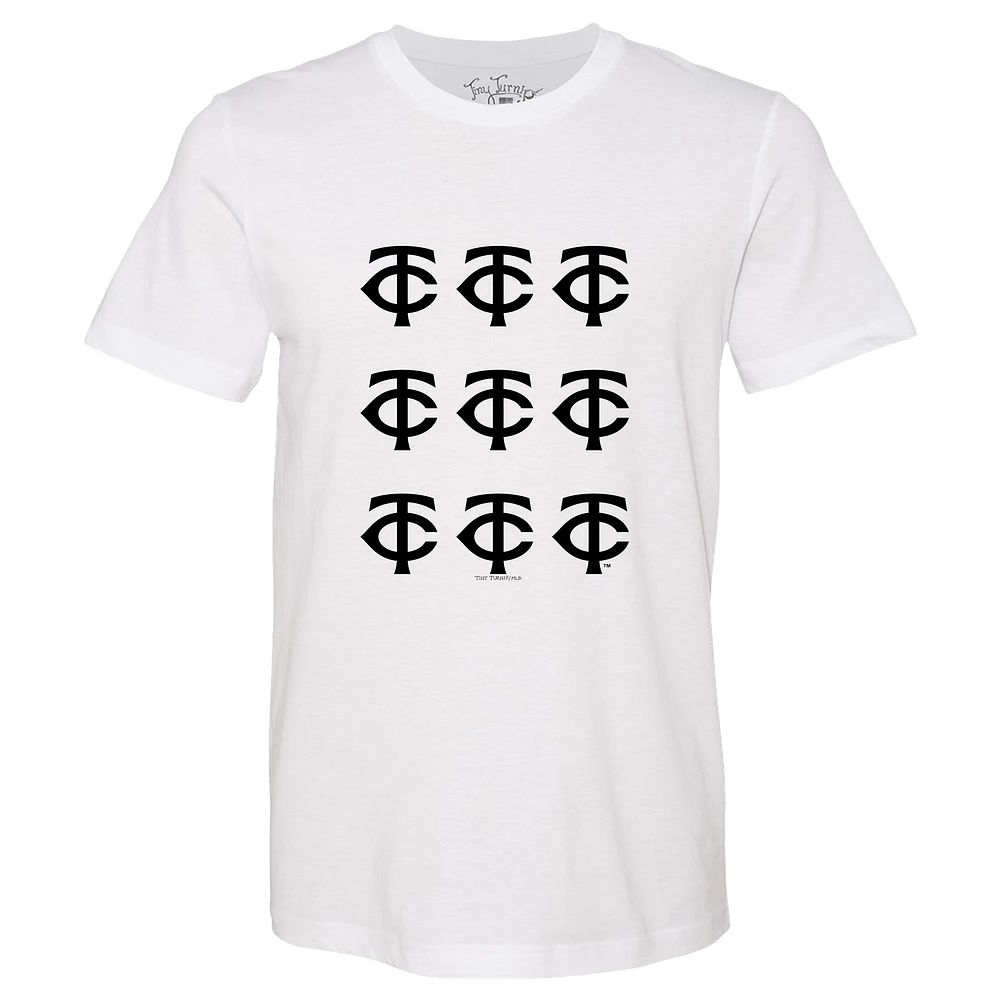 Women's Tiny Turnip White Minnesota Twins Logo Grid T-Shirt